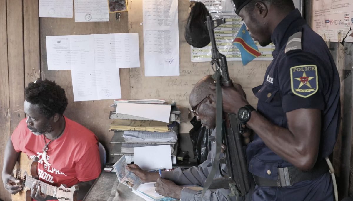 At a checkpoint during the journey