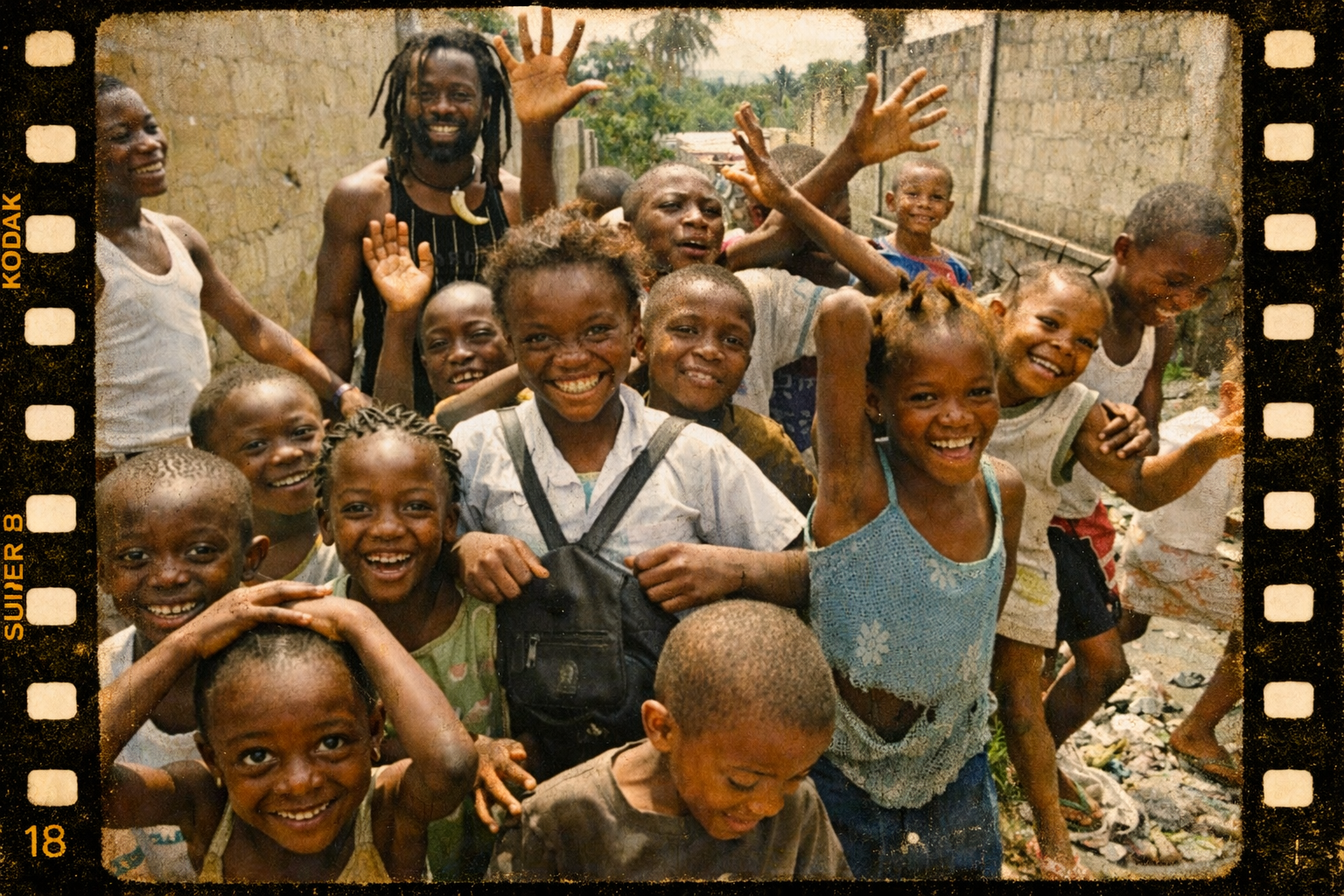 Mofaya surrounded by happy children