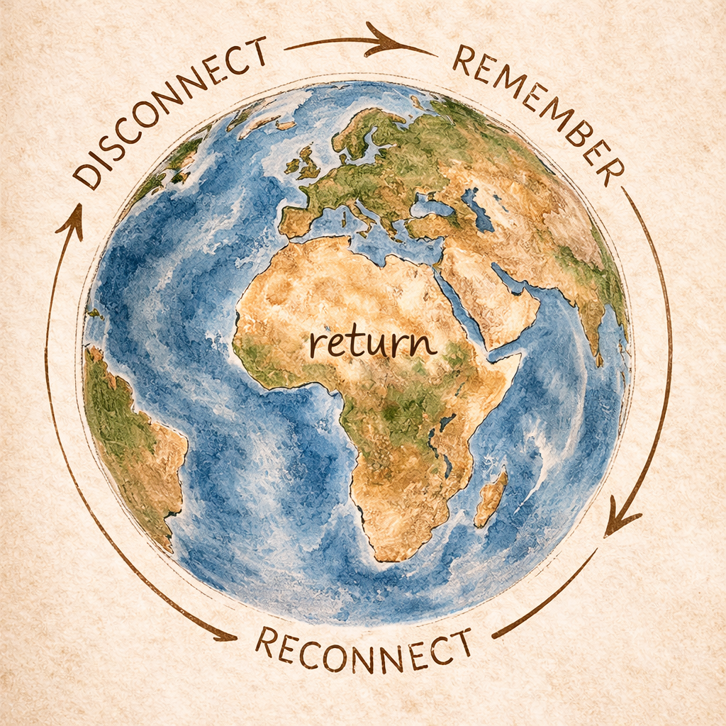 The cycle: Disconnect, Remember, Reconnect, Return