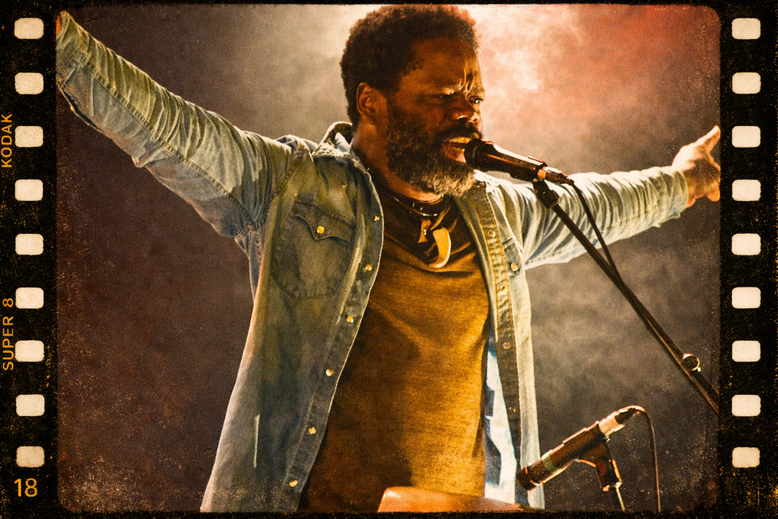 Mofaya on stage arms outstretched